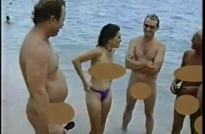 Nude wife on beach