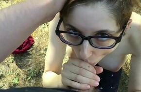 Girl with glasses blowjob